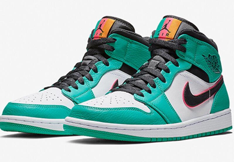 Air Jordan 1 South Beach Blue Black Orange Shoes - Click Image to Close